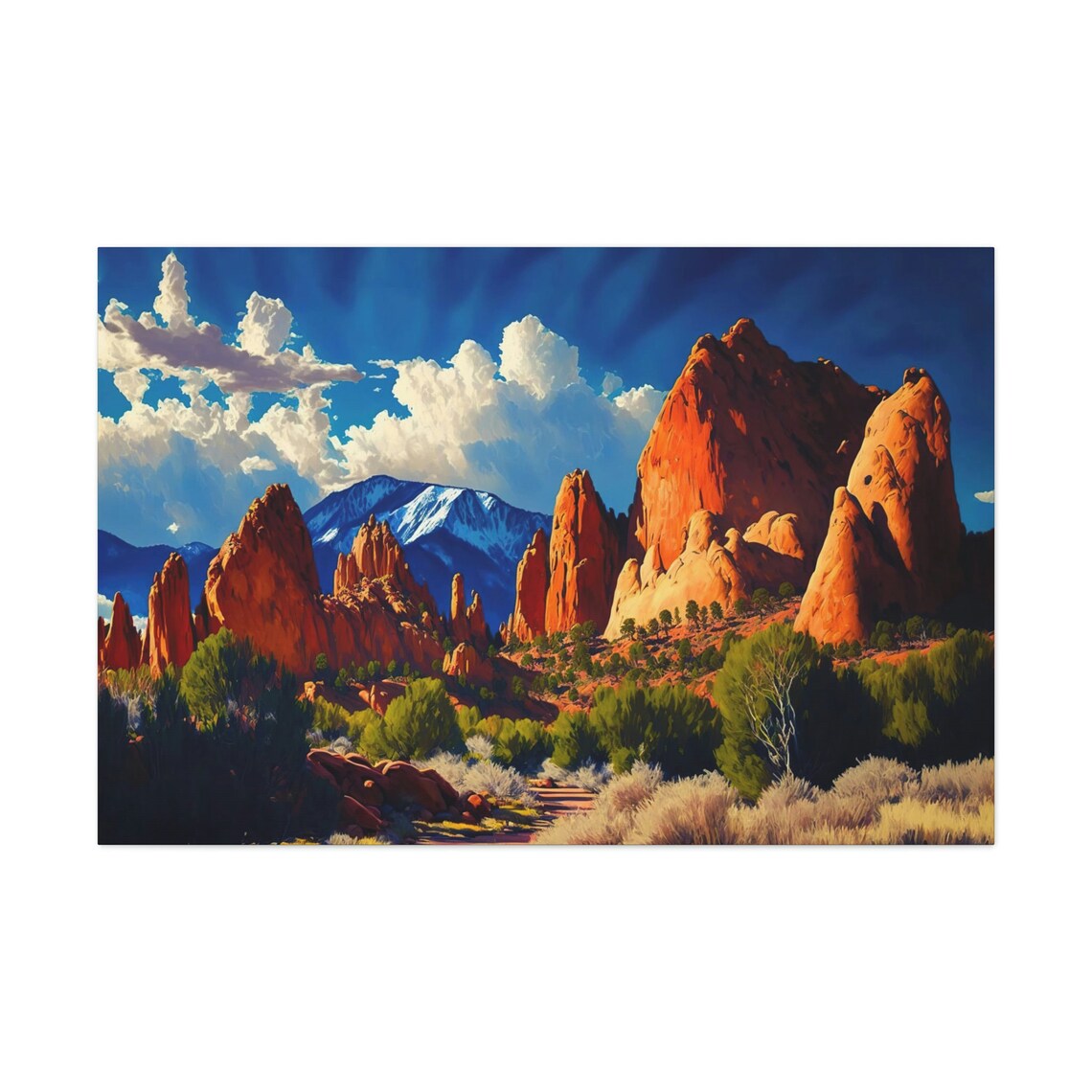 Garden Of The Gods Colorado Oil Painting Landscape Print