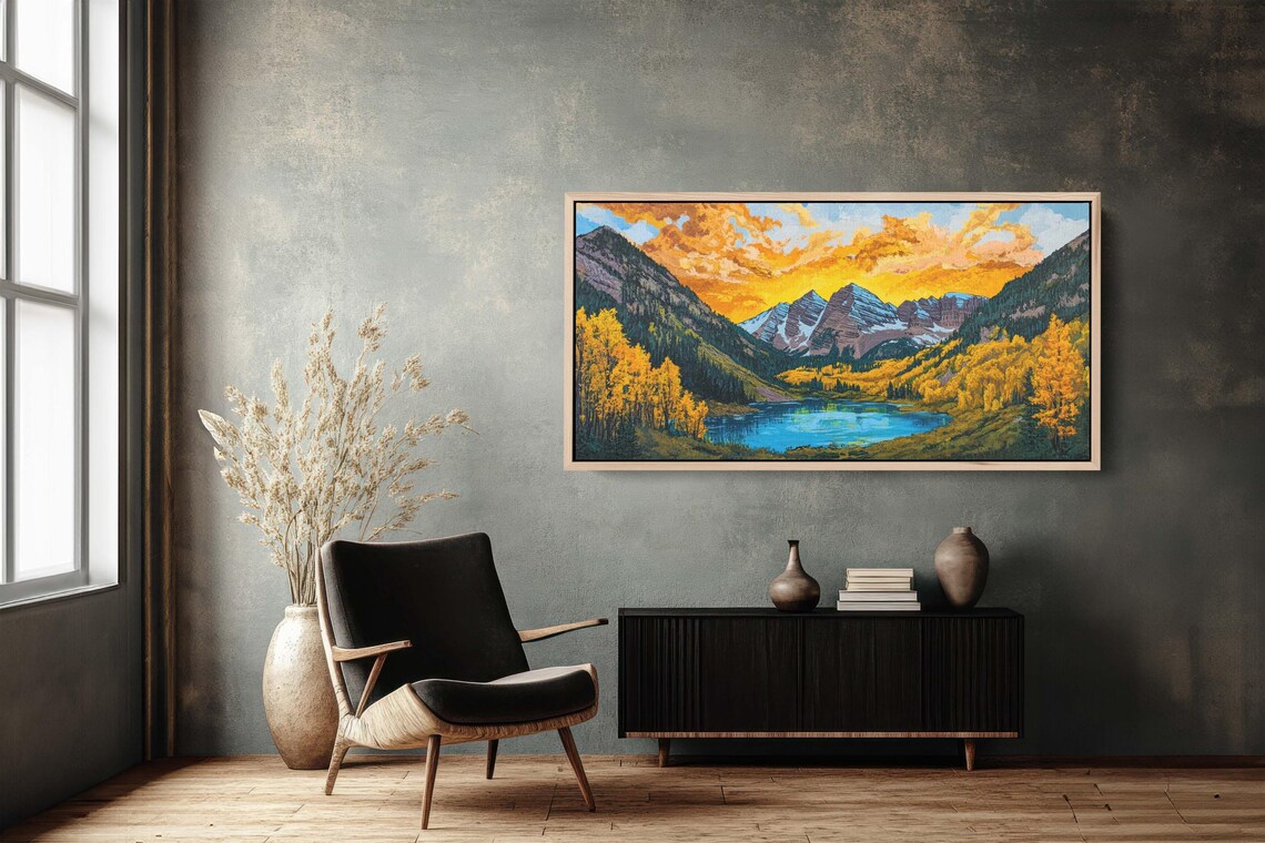 Maroon Bells Colorado Mountains, Mountain Lake Poster - Image 3