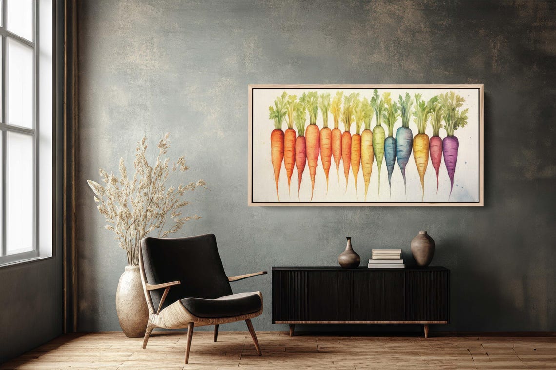 Colorful Rainbow Carrots on White Background Kitchen Food Art Poster - Image 3
