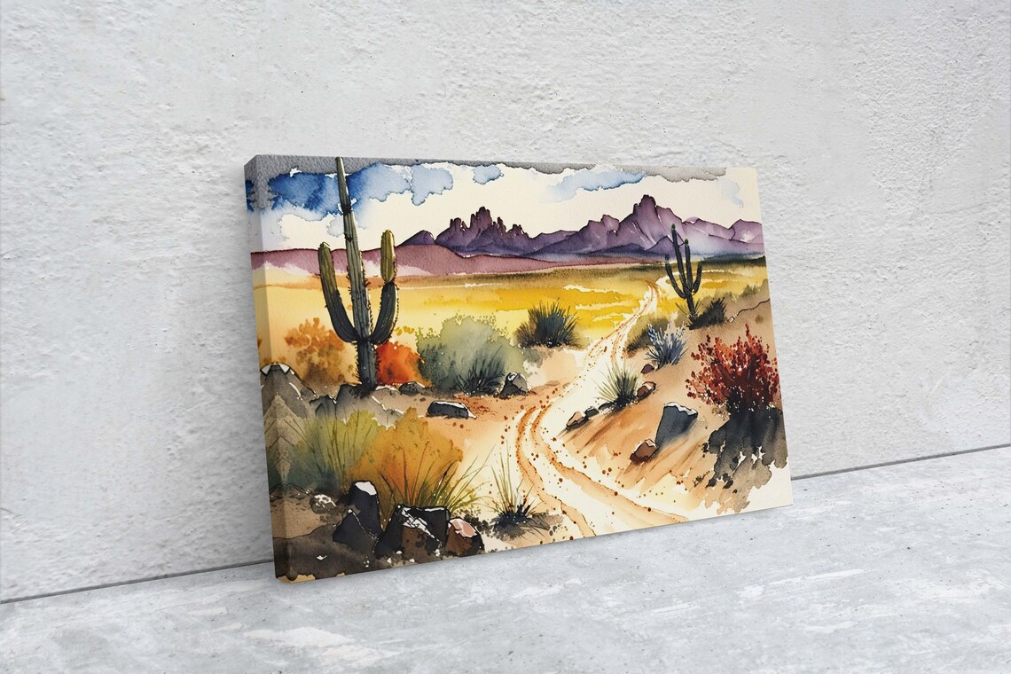 Watercolor Desert Landscape Wall Art Print - Image 2