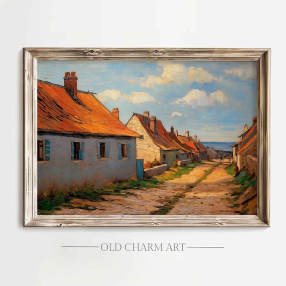 Country Landscape Print Cottage Wall Art Rustic Landscape Oil Painting Farmhouse Wall Decor Wa81
