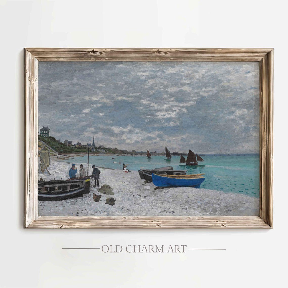 Vintage Landscape Painting Seascape Print Impressionist Wall Art Vintage Country Ocean Landscape Print Farmhouse Art Wa273