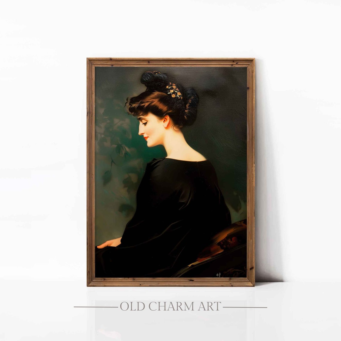Portrait Oil Painting Vintage Woman Portrait Print Portrait Wall Art Farmhouse Art Wa106