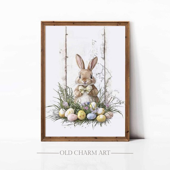 Easter Bunny Art Print, Spring Watercolour Rabbit