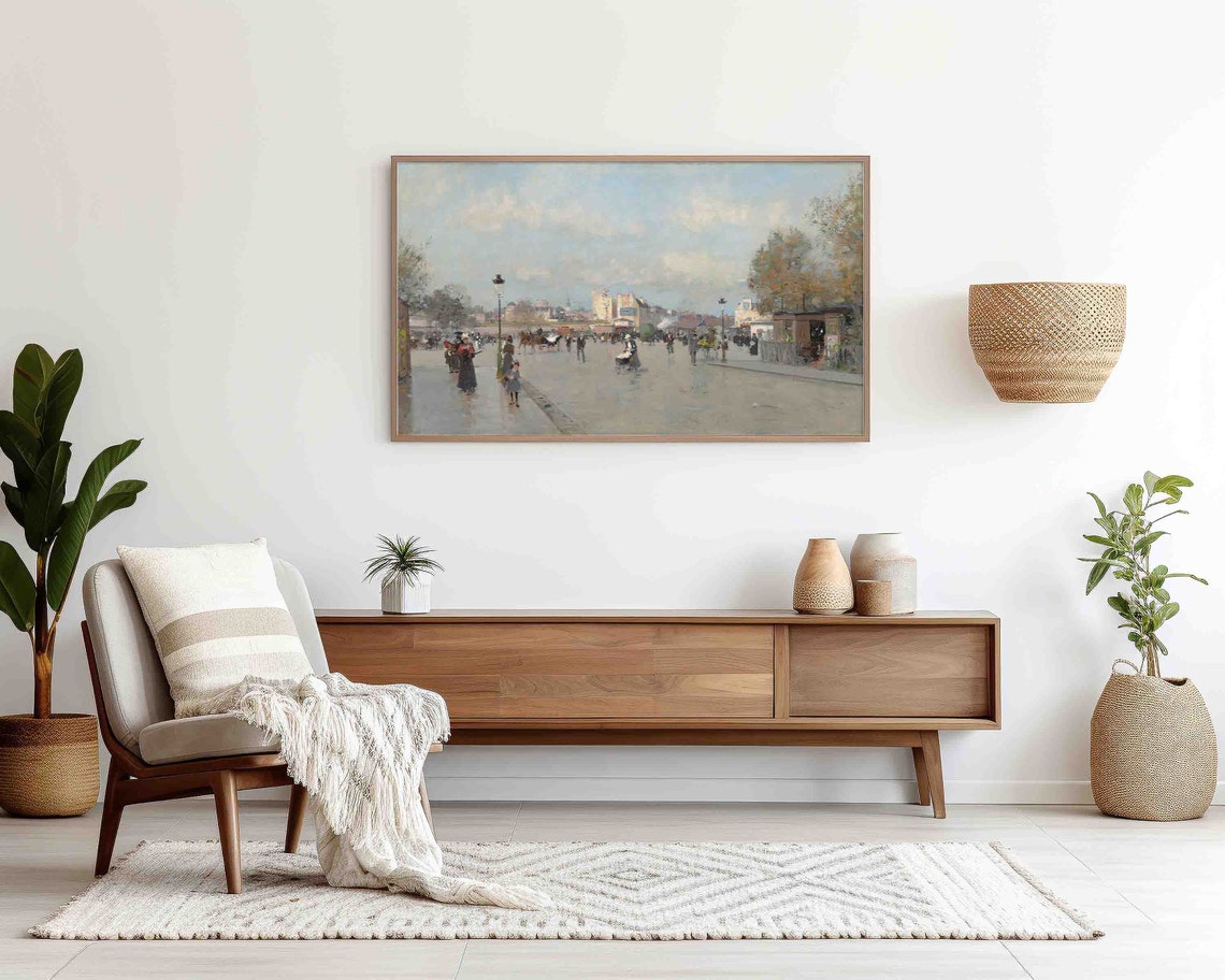 Frame Tv Art Winter Sreet Vintage Oil Painting Farmhouse Cityscape Art For Tv Christmas Decor Tvf64