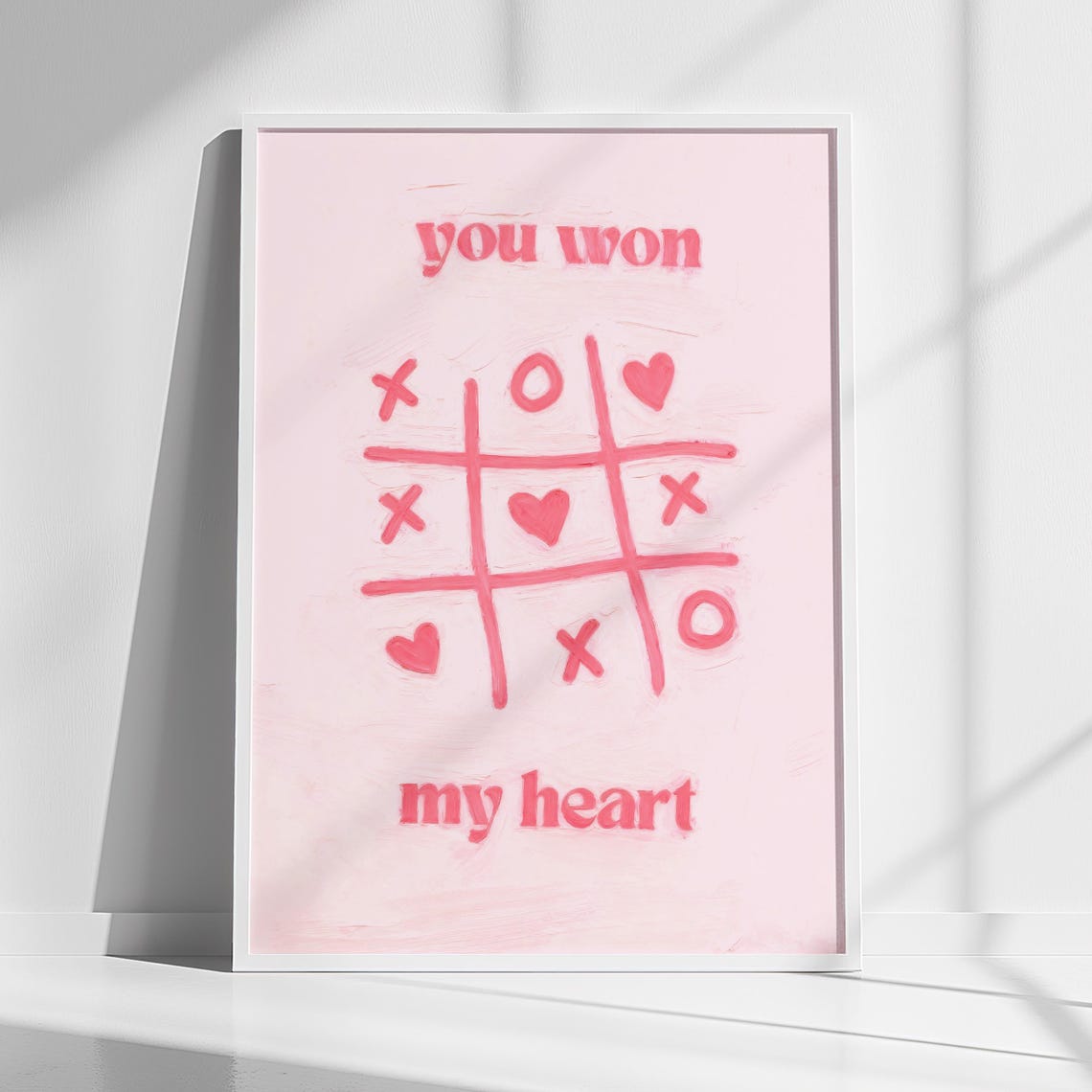 You Won My Heart Pink Tic Tac Toe Romantic Valentine Art Poster