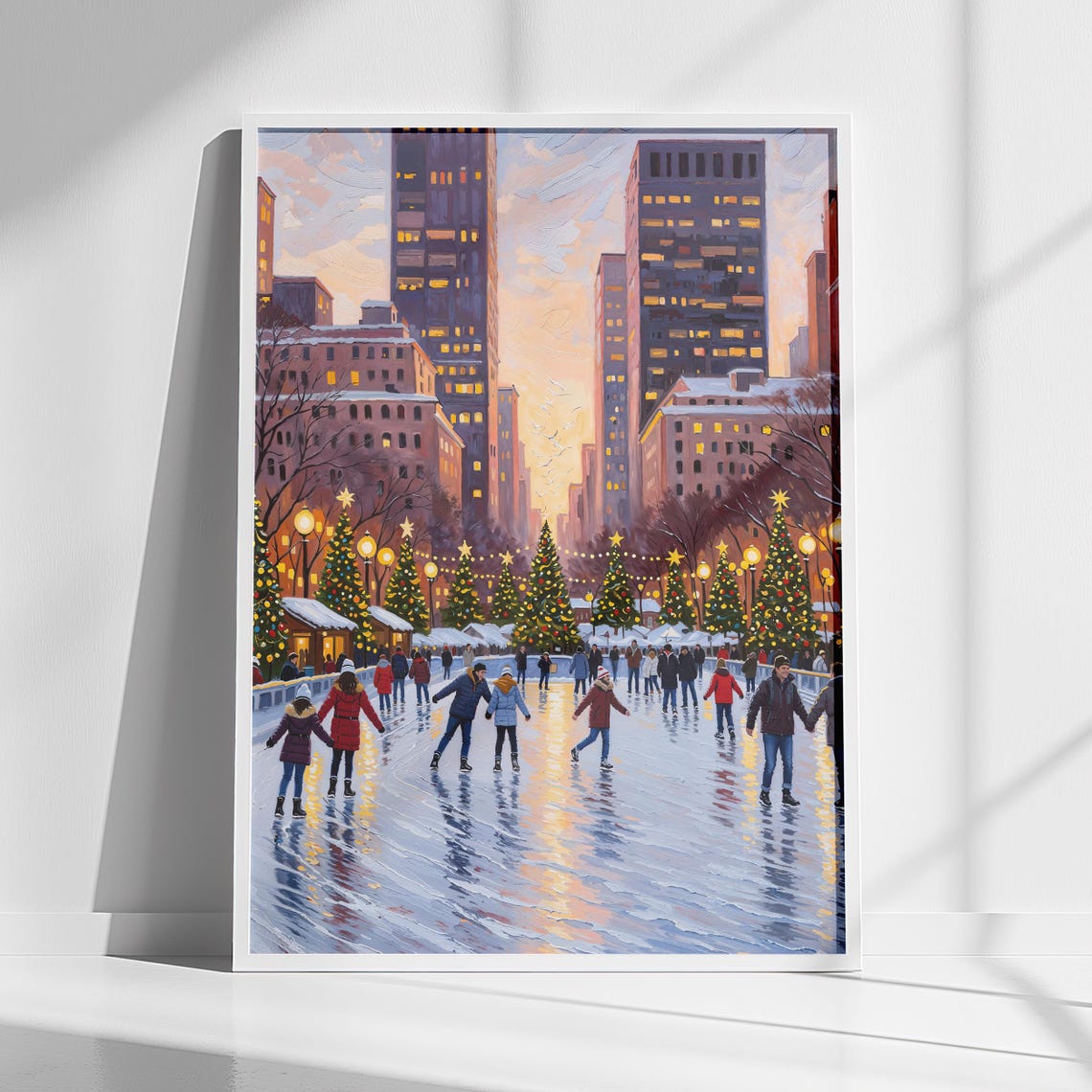 New York City Christmas Ice Skating Rink Winter Holiday Poster