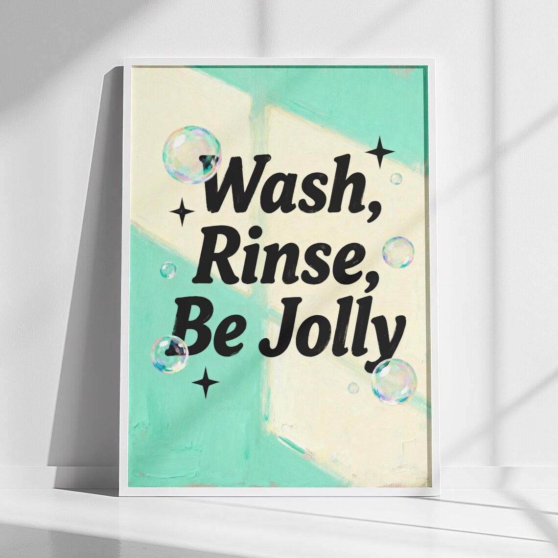 Wash Rinse Be Jolly Christmas Bathroom Fun Retro Holiday Poster