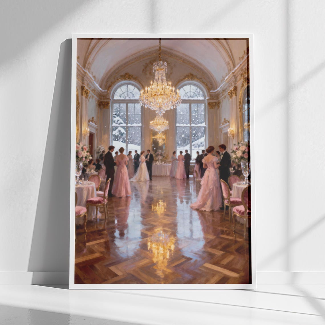 Old Money Palace Ballroom Chandelier Elegant Gala Art Poster