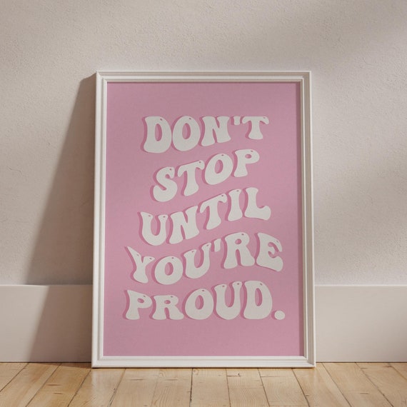 Dont Stop Until Youre Proud Poster Pink Gym Girl Wall Art Cute Gym Art Print Pink Gym Wall Art Pink Home Gym Decor Workout Poster Pink