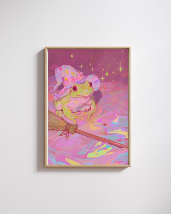 Frog Witch Print Magical Halloween Wall Art