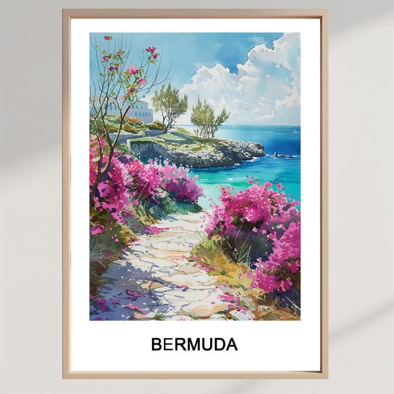 Bermuda Watercolour Illustration Caribbean Travel Art Print