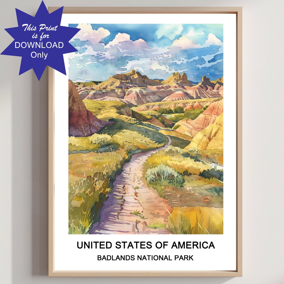 Badlands National Park Scenic Painted Hills Trail Travel Poster