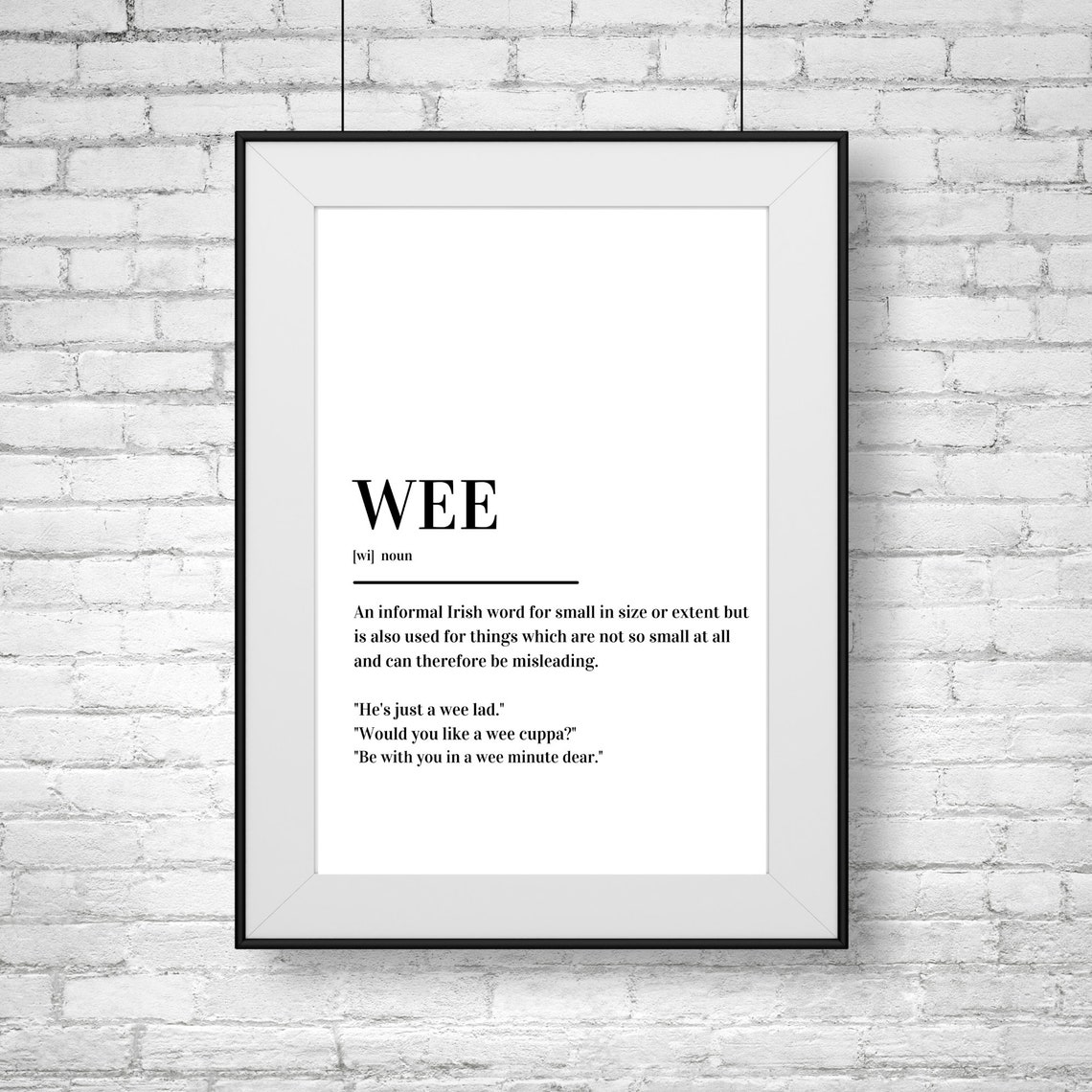 Wee Irish Word Definition Dictionary Minimalist Black White Poster - Image 2