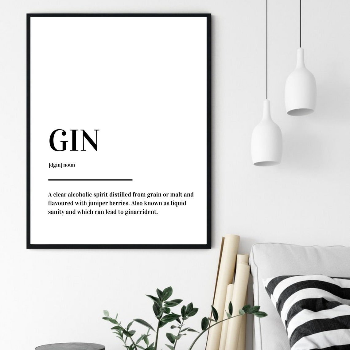 Gin Definition Funny Bar Kitchen Liquid Sanity Typography Poster - Image 6