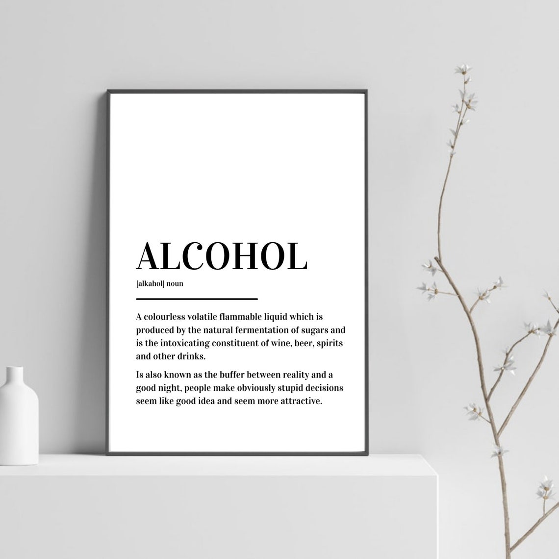 Alcohol Definition Funny Bar Quote Good Night Minimalist Poster - Image 5