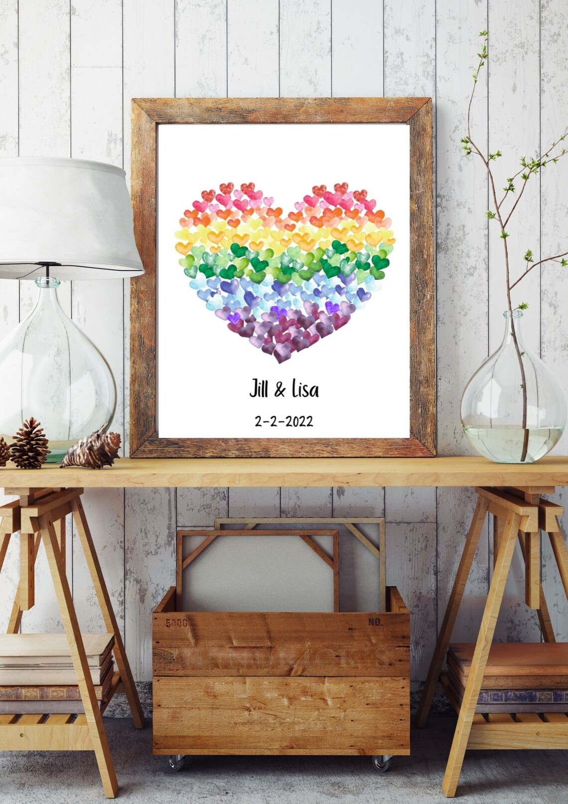 Rainbow Watercolor Hearts Love LGBTQ Pride Nursery Sweet Art Print - Image 5