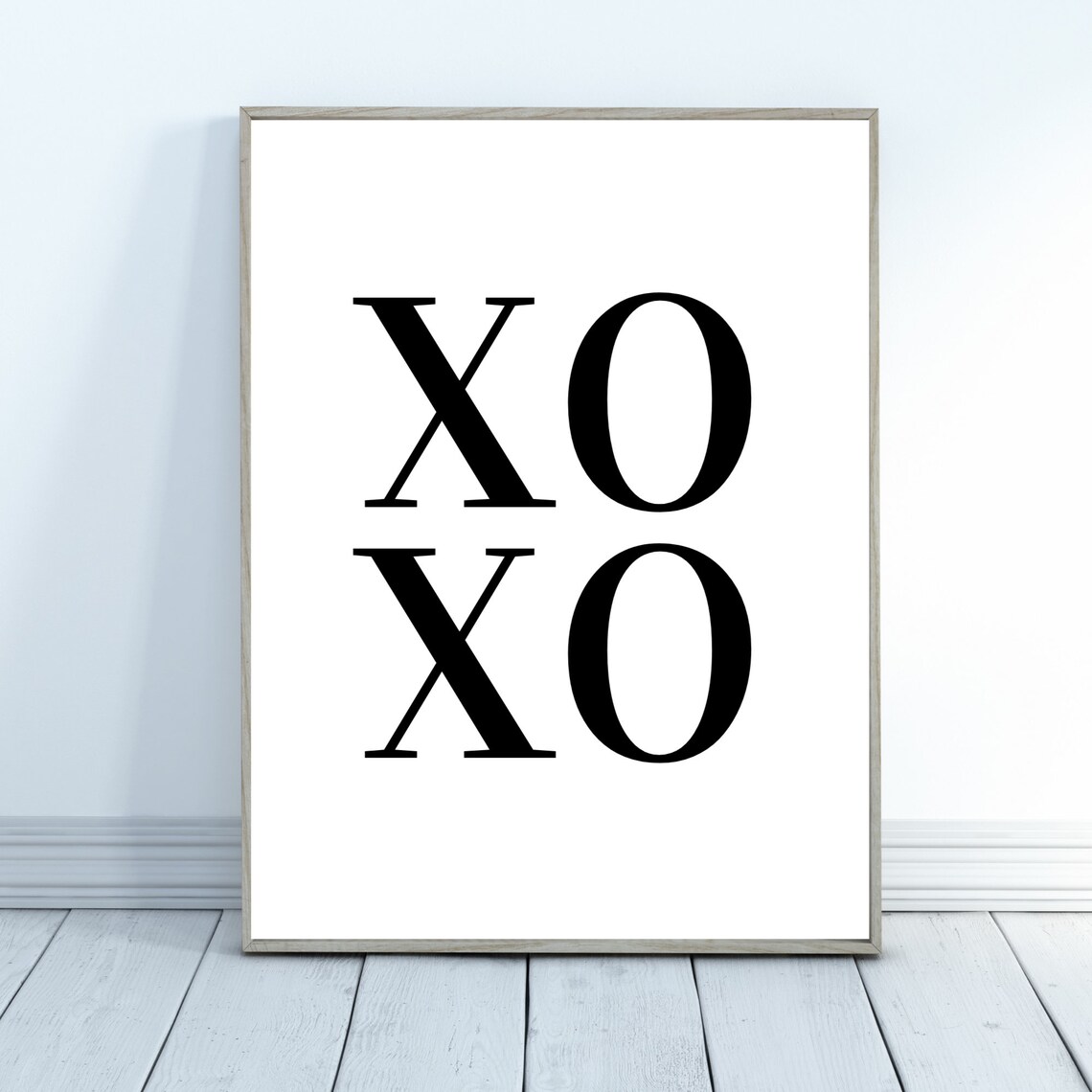 Love Xoxo Typography Set of 2 Minimalist Black White Bedroom Wall Art - Image 5