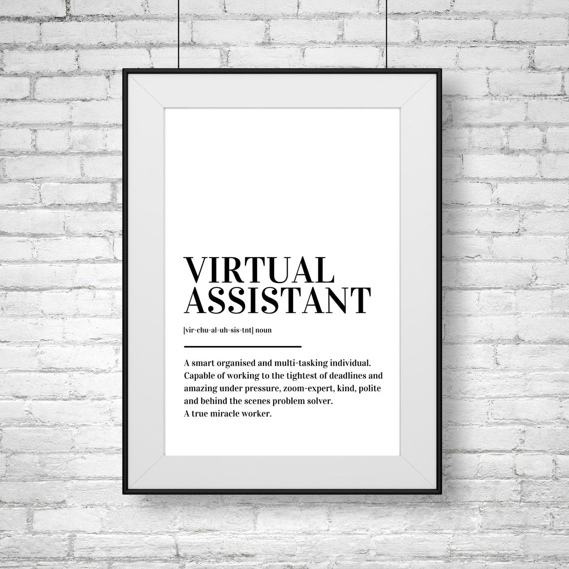 Virtual Assistant Appreciation Definition Miracle Worker Gift Poster - Image 2
