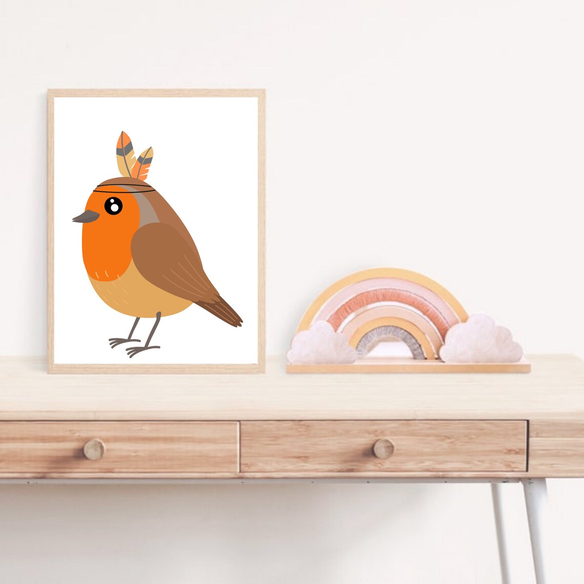 Cute Cartoon Robin Bird Nursery Baby Room Woodland Animal Poster - Image 4
