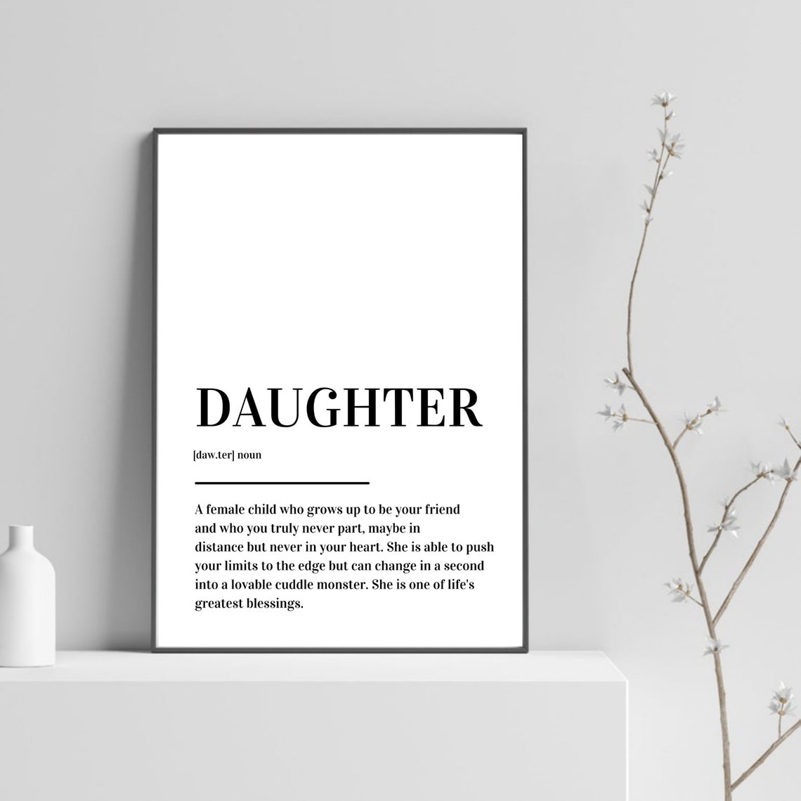 Daughter Definition Dictionary Parenting Love Quote Minimalist Poster