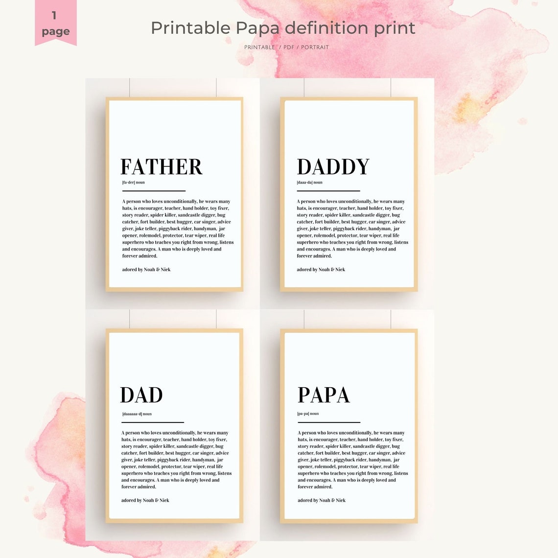 Daddy Dad Papa Father Definition Personalized Version 2 - Image 3