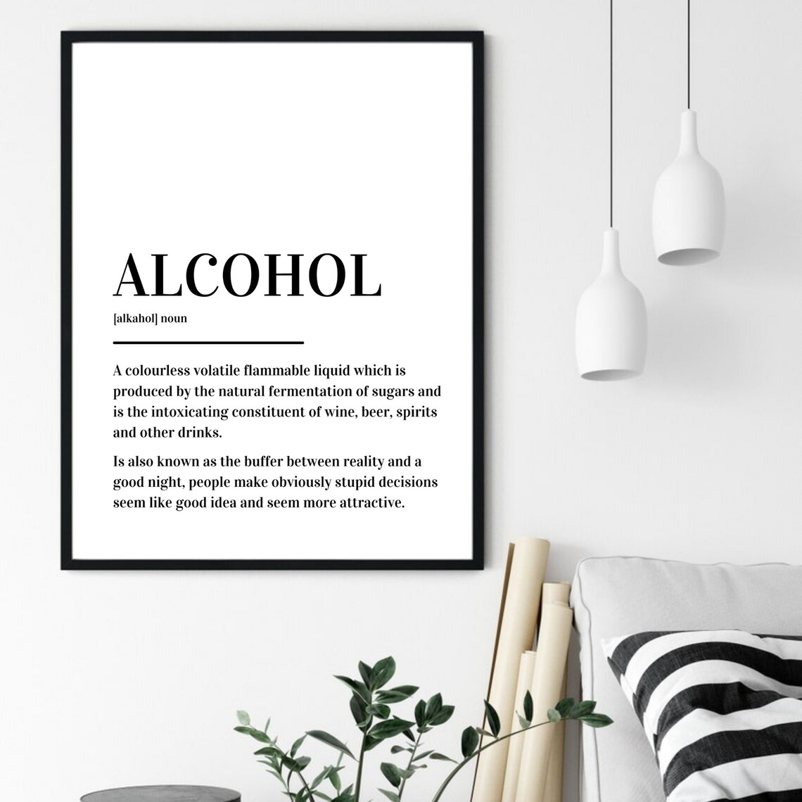 Alcohol Definition Funny Bar Quote Good Night Minimalist Poster - Image 6