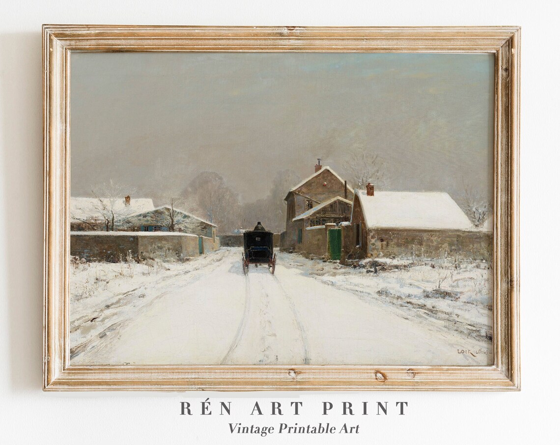 Vintage Winter Landscape Christmas Art Print