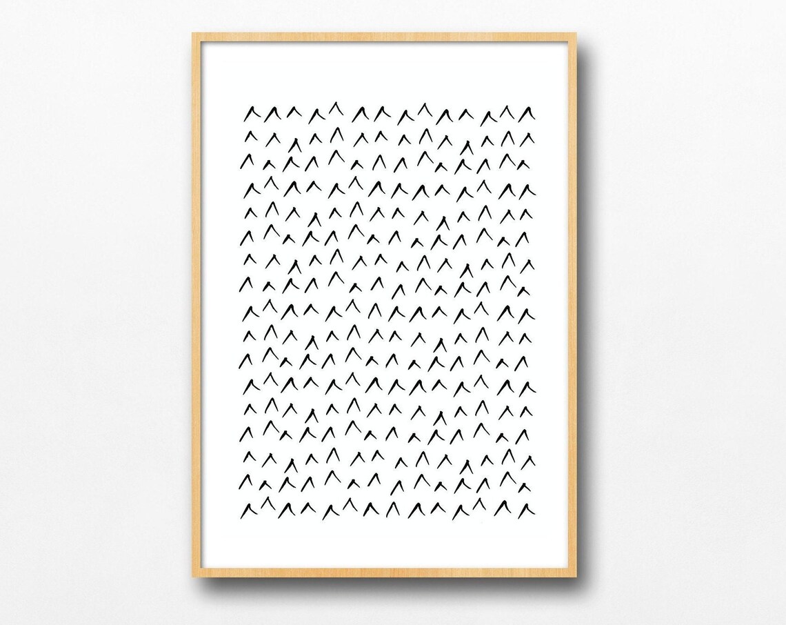 Abstract Geometric Line Art Pattern Modern Minimalist Contemporary Print Arrow Ink Scribble Shape Black White Decor Instant