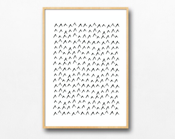 Abstract Geometric Line Art Pattern Modern Minimalist Contemporary Print Arrow Ink Scribble Shape Black White Decor Instant