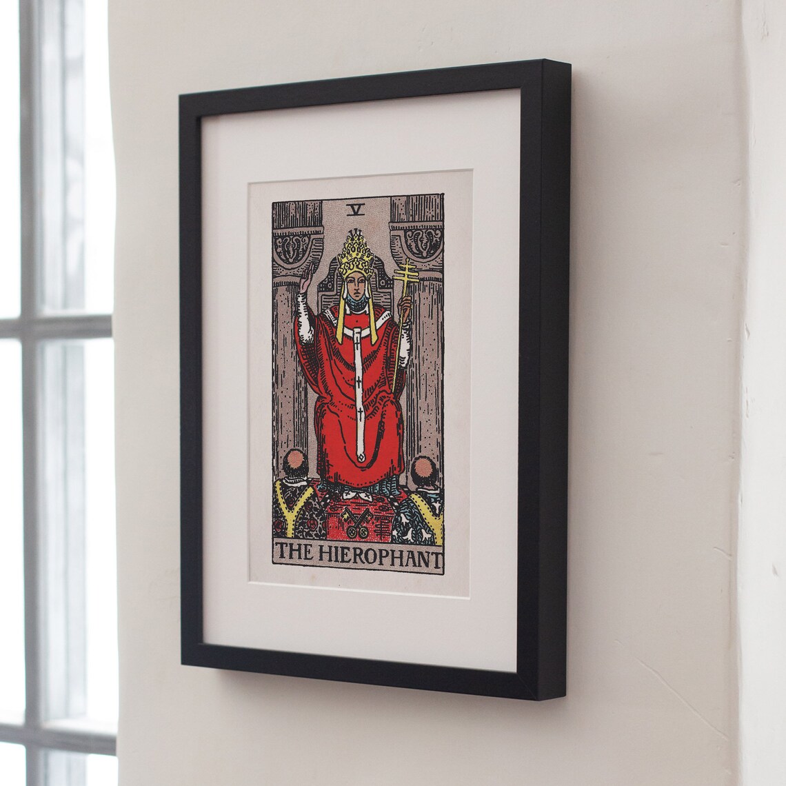 The Hierophant V Tarot Card Rider Waite Smith Vintage Mystical Wall Poster - Image 2