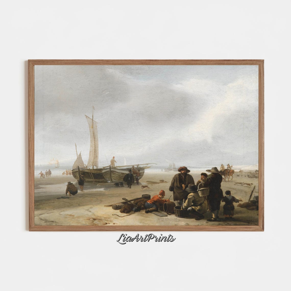 Beach Fishermen Unloading Boats Vintage Dutch Coastal Scene Poster - Image 2