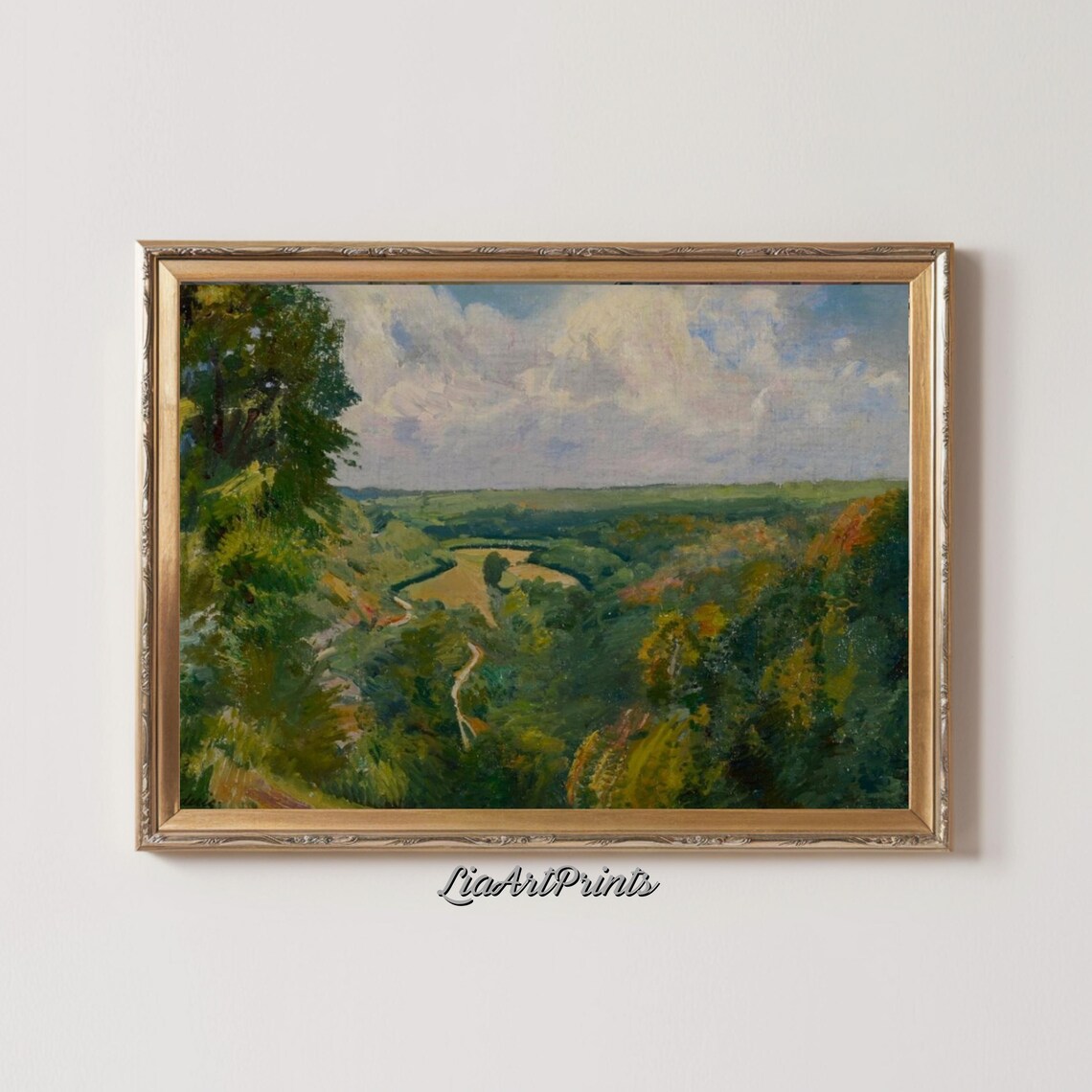 Impressionist Countryside View, Rolling Hills Landscape - Image 2