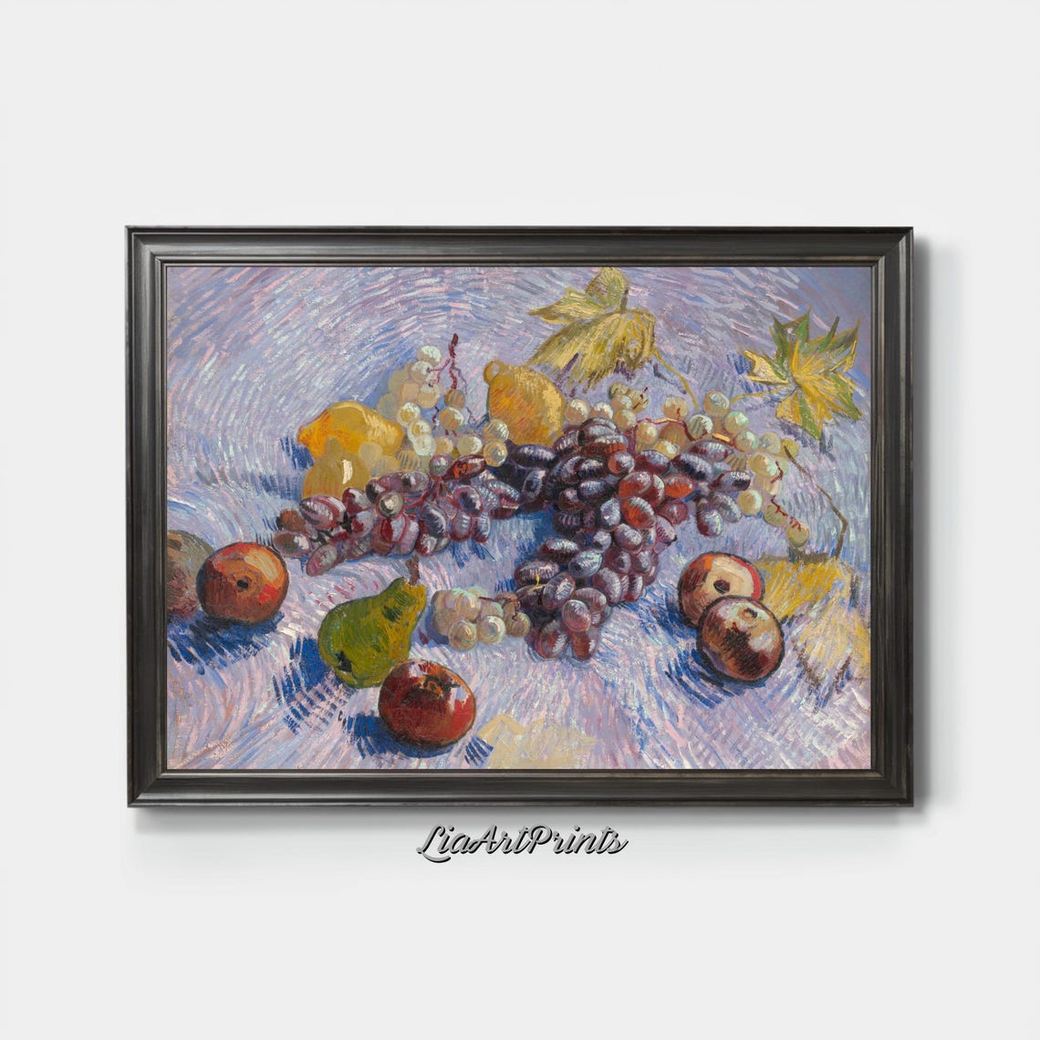 Grapes Apples Pears and Lemons Van Gogh Style Fruit Still Life Poster - Image 3