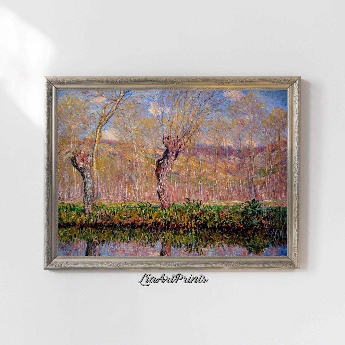 Springtime Riverbank Reflection, Monet-Inspired Landscape - Image 5