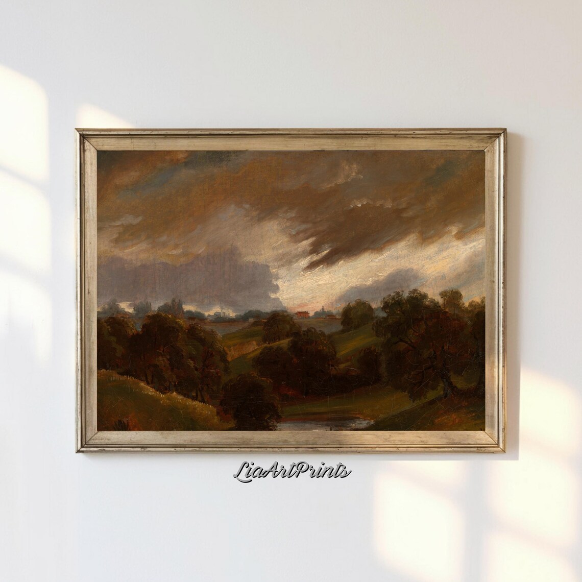 Dramatic Rural Landscape, Stormy Sky Over Rolling Hills