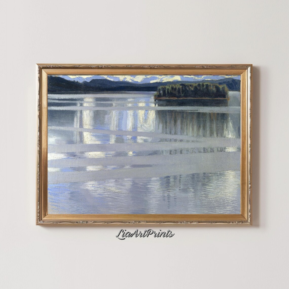 Peaceful Lake Reflection, Serene Island Waterscape - Image 4