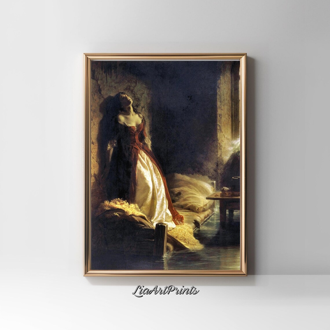 Dramatic Portrait of a Woman in a Dark Prison Cell Vintage Emotional Print - Image 2