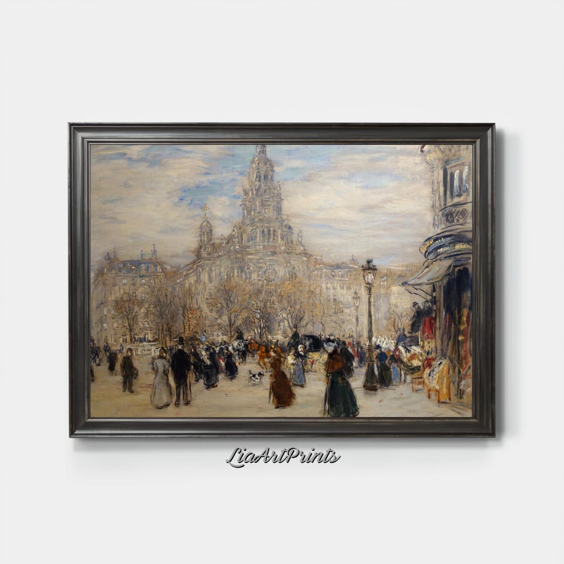 Impressionist Paris Street Sacre Coeur Crowd Bustling Scene Poster - Image 3