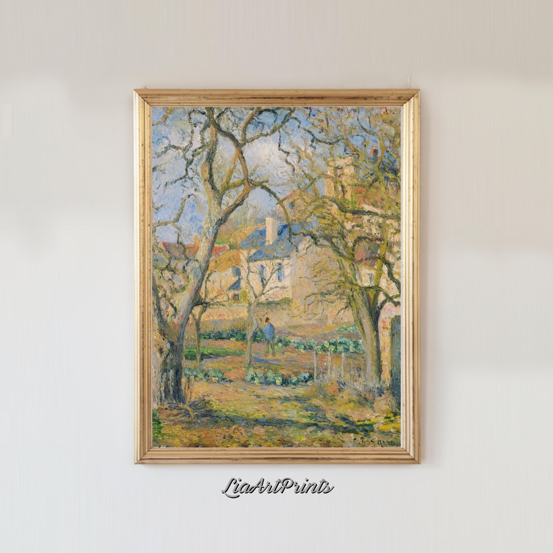 Charming Village Garden Scene, Rustic Impressionist Art - Image 4