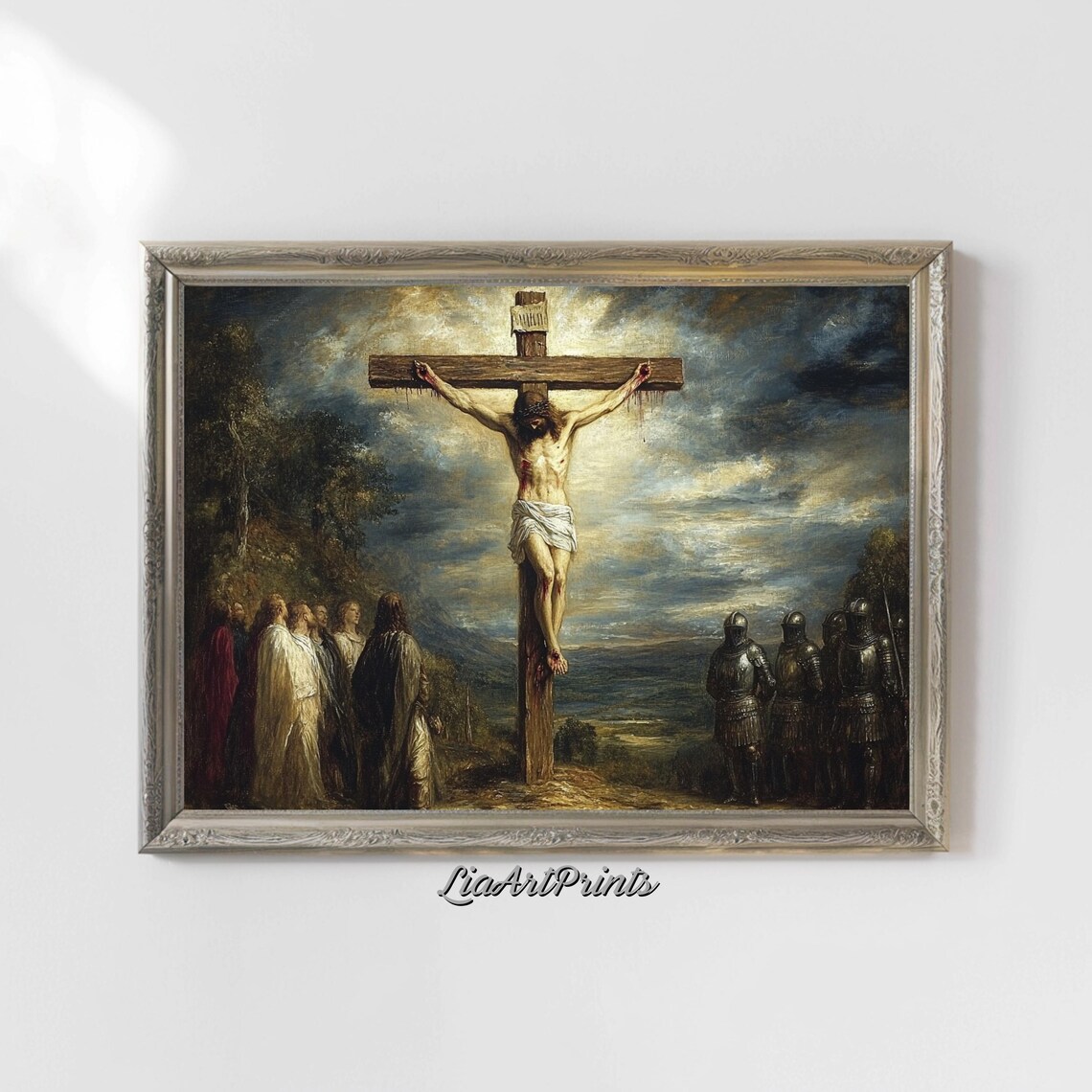 Christ Crucifixion Dramatic Religious Oil Painting Sacred Christian Faith Poster - Image 5