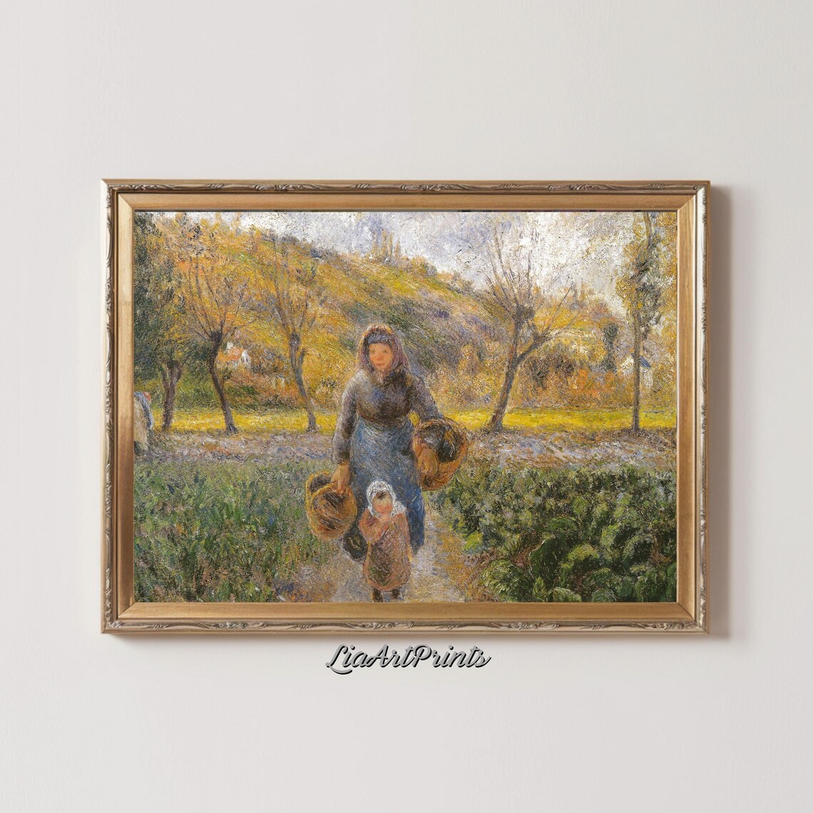 Impressionist Peasant Woman And Child Harvest Baskets Country Poster - Image 2