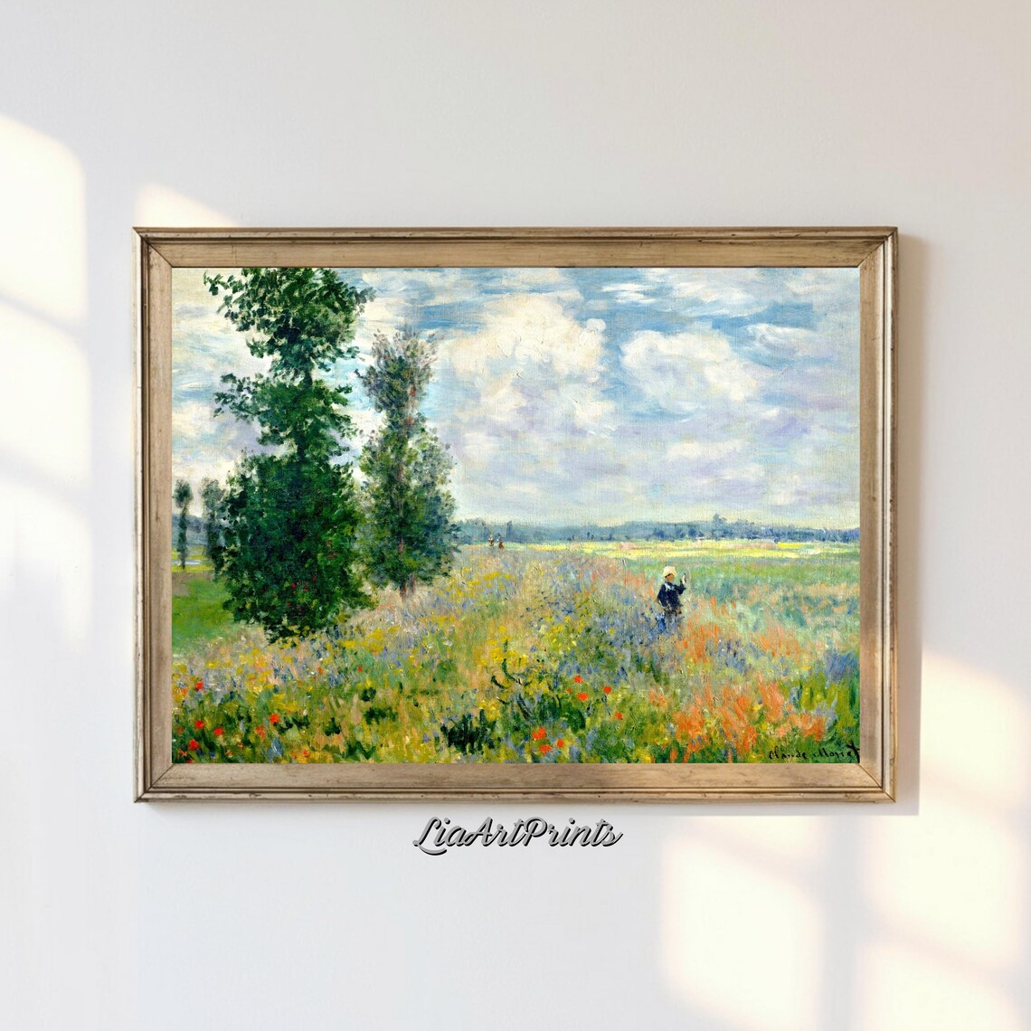 Tranquil Wildflower Meadow, Monet-Inspired Landscape Art