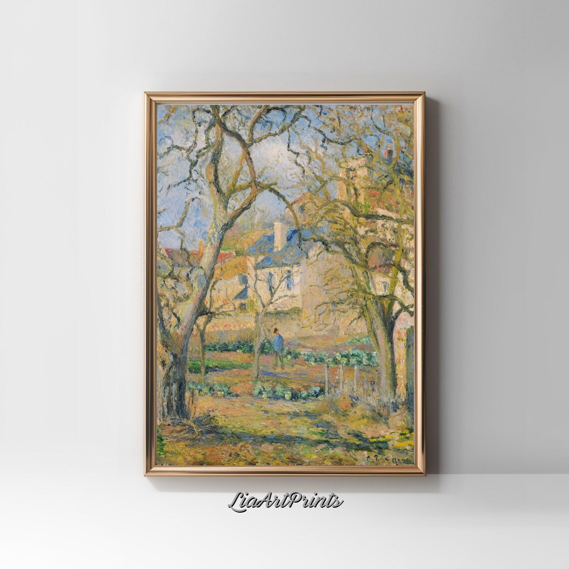 Charming Village Garden Scene, Rustic Impressionist Art - Image 2