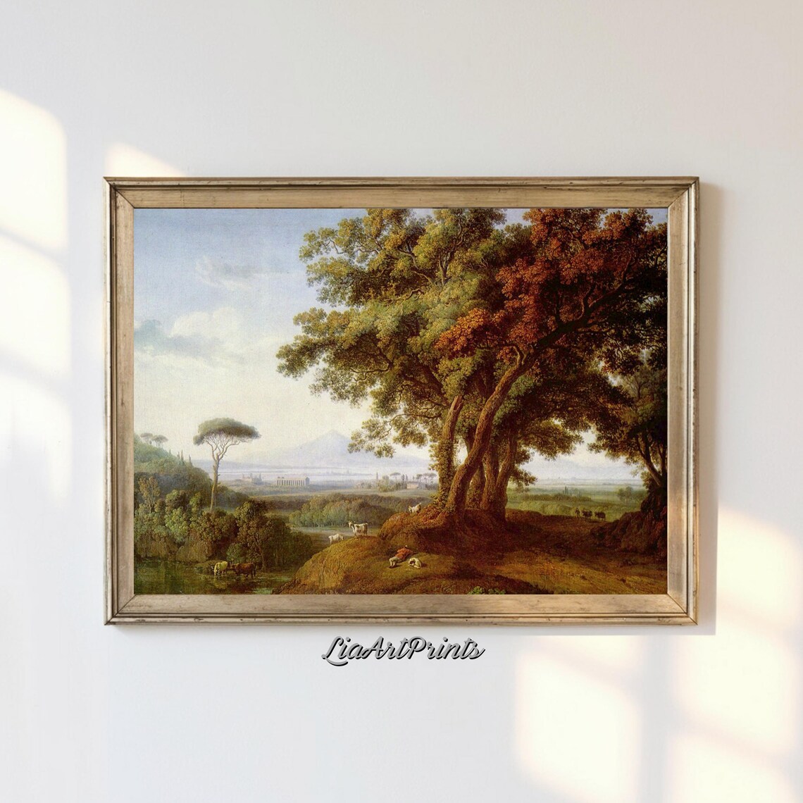 Italian Campagna Landscape with Stone Pine and Grazing Cattle Poster