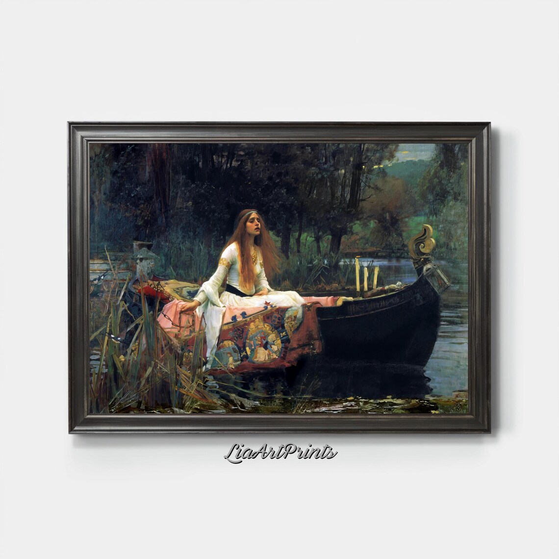 The Lady of Shalott John Waterhouse Woman in Boat Romantic Poster - Image 3