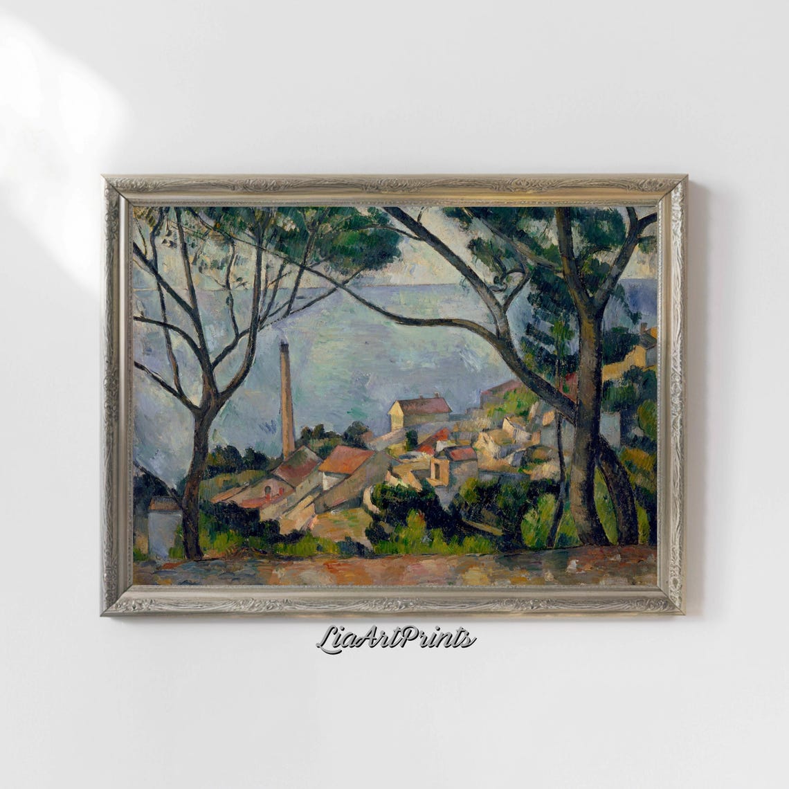 Mediterranean Village Landscape Wall Art Vibrant Nature And Architecture Artwork For Home Decor - Image 4