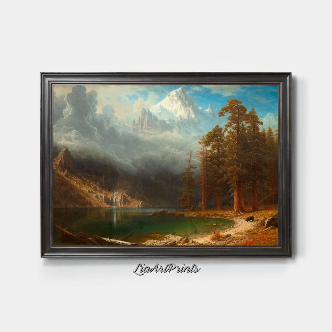 Majestic Mountain Landscape Wall Art Serene Lake Scene With Pine Forest Artwork For Nature Lovers - Image 3