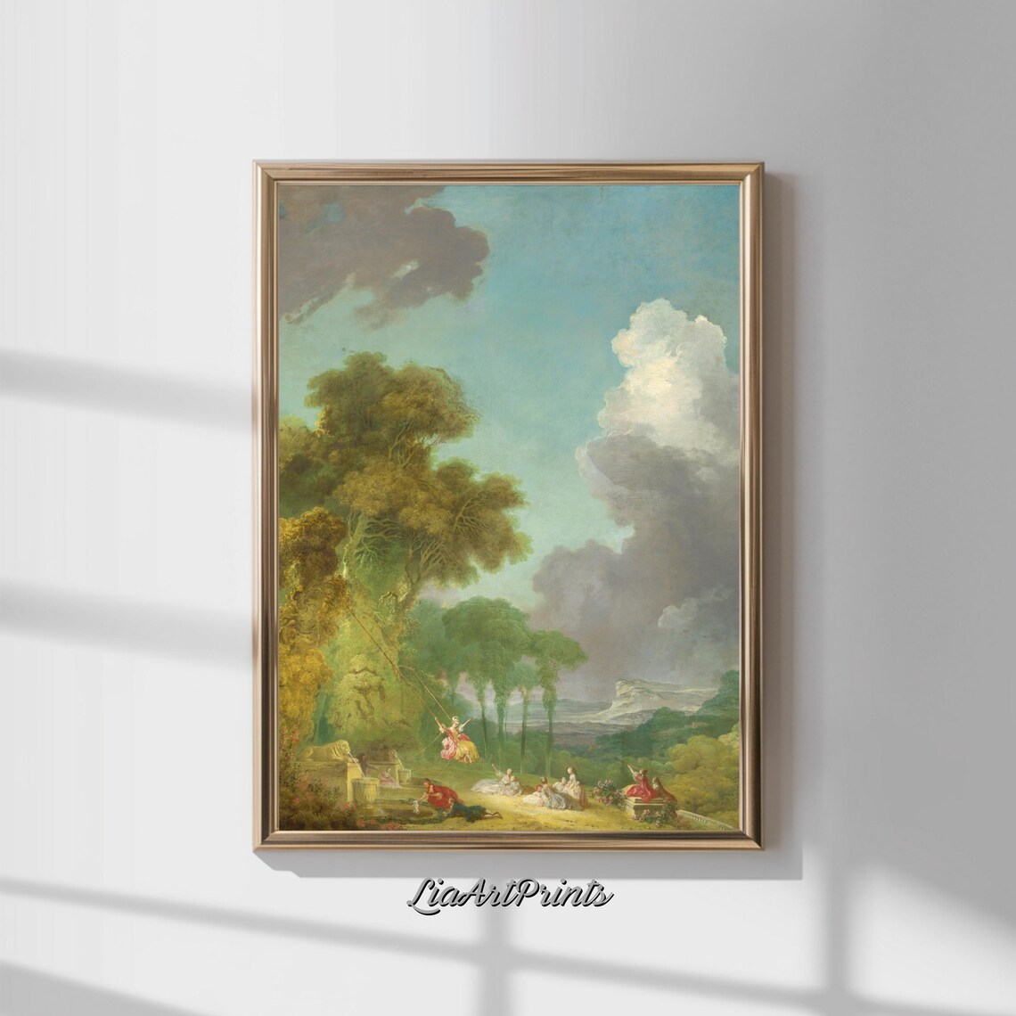 Jean Honore Fragonard The See Saw Pastoral Park Scene Art Poster