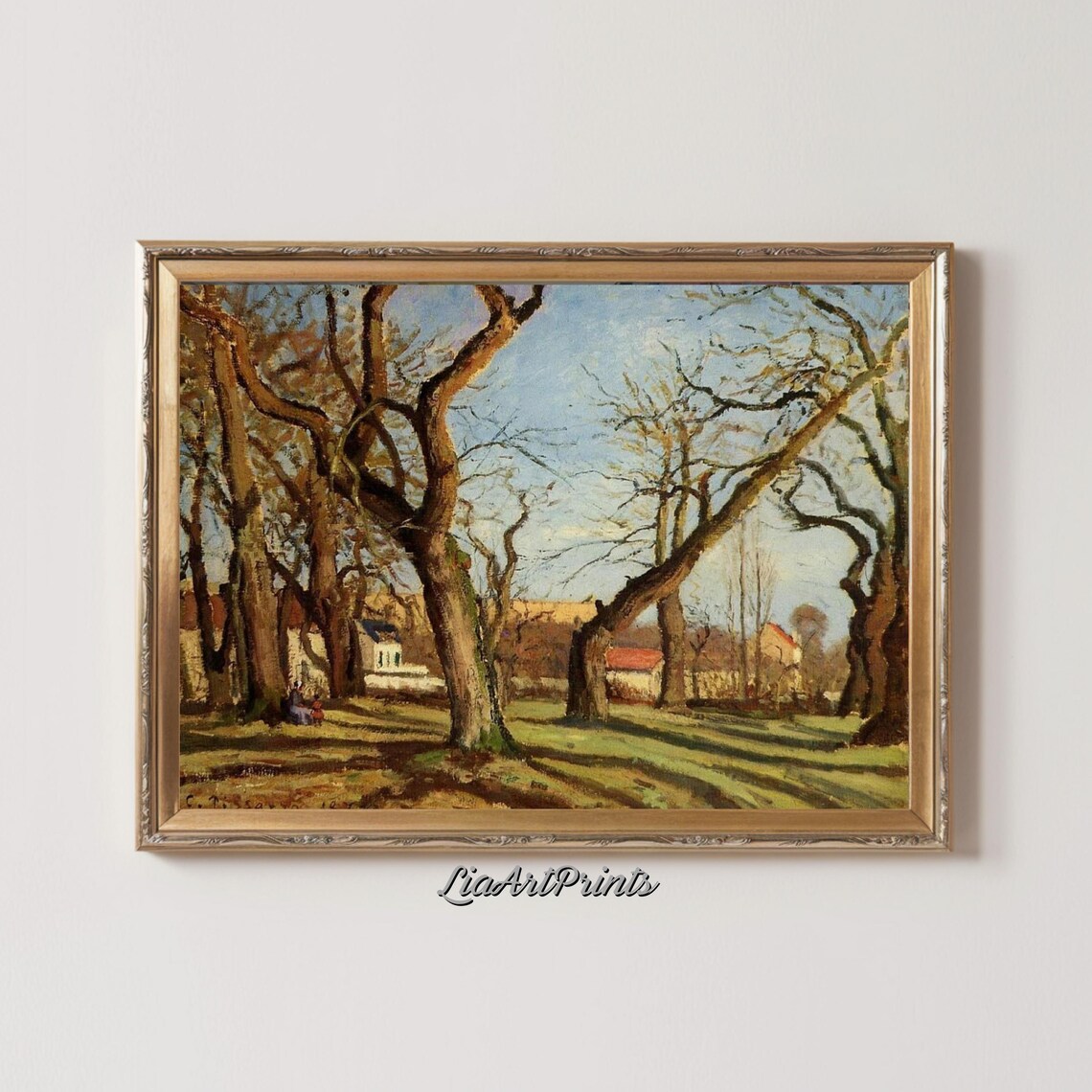 Early Spring Village Grove Bare Trees Soft Light Impressionist Nature Poster - Image 2